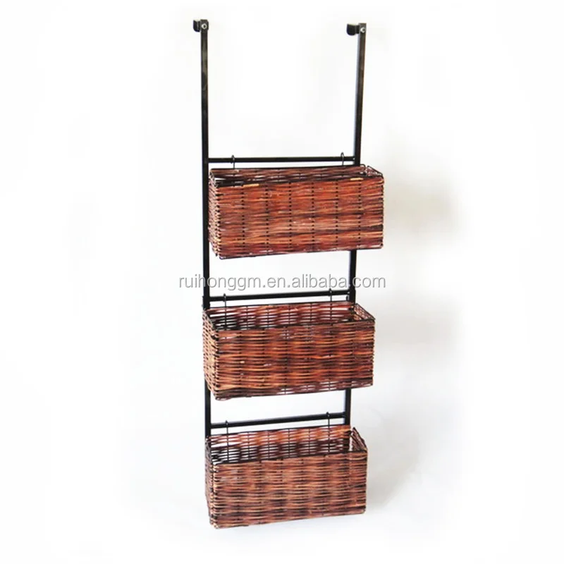 Over The Door Convenient 3 Tiers Metal Hanging Storage Basket