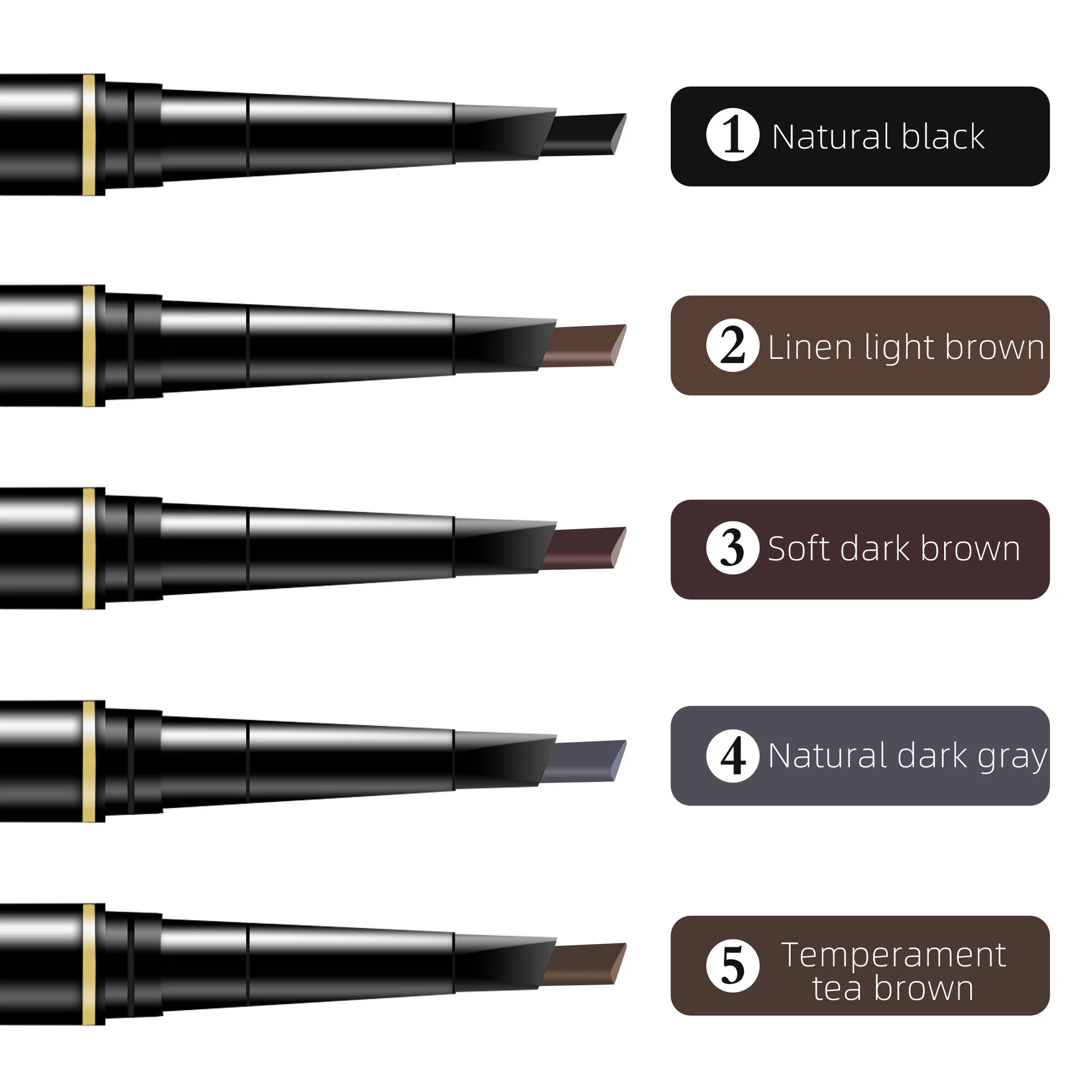

OEM Wholesale Private Label Custom Makeup Vegan Cosmetic Double Head Waterproof Eyebrow Pencil, 5 color