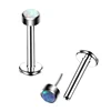 Custom Internally Threaded ASTM F136 Titanium Body Jewelry Opal Stone Labret