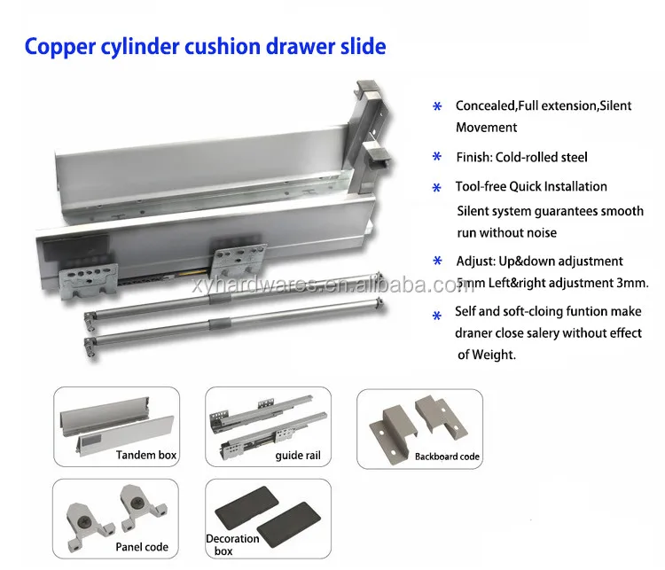 metal box single wall drawer slide runner rail