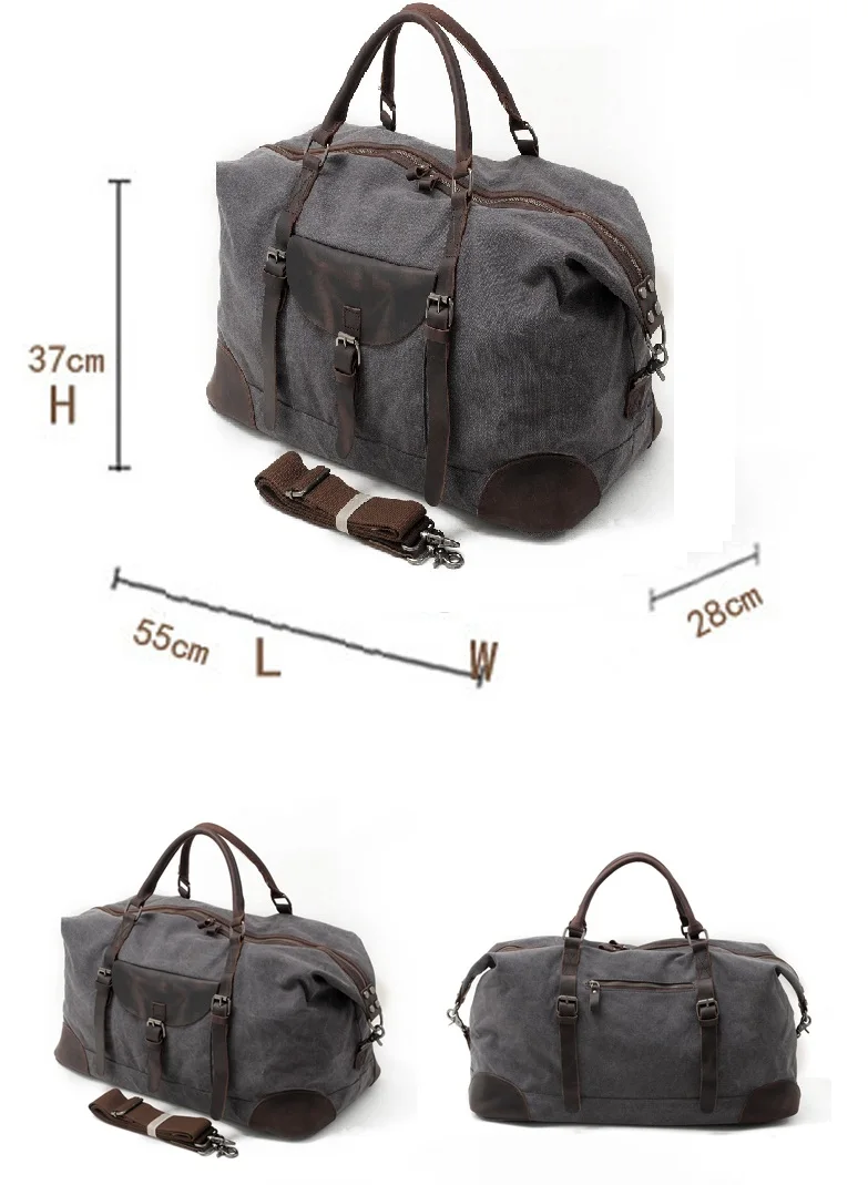 2018 latest design vintage large capacity canvas leather traveling luggage duffle weekender overnight men bag holdall