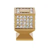24K Real Gold Czech Crystal Drawer Cabinet Knobs Wardrobe Door Handle Furniture Knobs Pull Handles