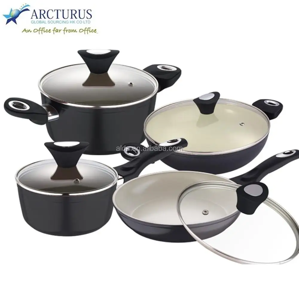 2019 Masterclass 8pcs Ceramic Coating Aluminum Red Cookware Sets