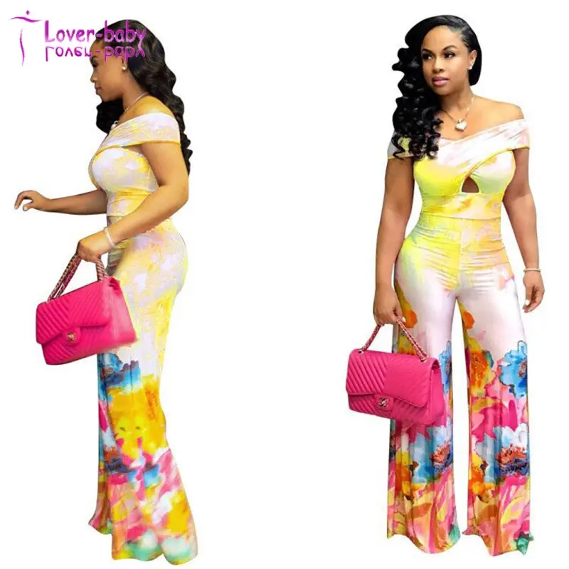 

Printed Cross Strap Oblique Shoulder Jumpsuit, N/a