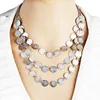 Metallic glitter discs statement layers necklace