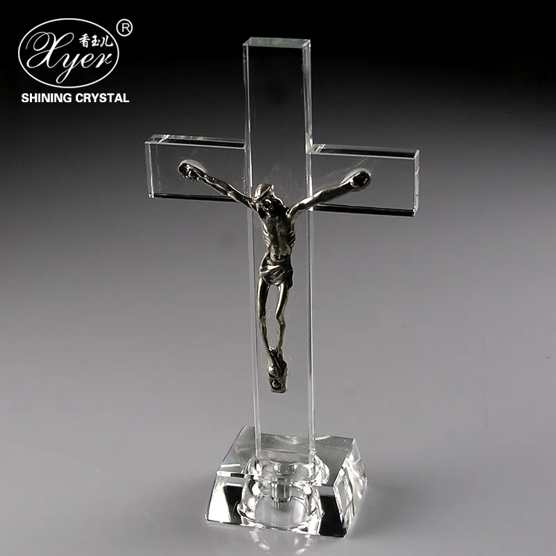 Hot Sale Christian Gifts Crystal Cross Free Standing With Jesus