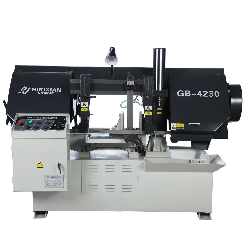 
HUOXIAN GB4230 New band sawing machine semi-automatic horizontal gantry band saw machine cuts metals includes a band saw blade 