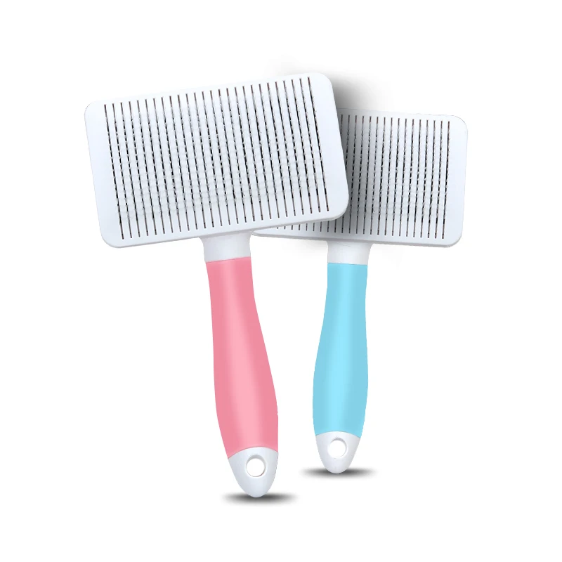 

Dog Hair Cleaning Deshedding Slicker And Comb Combo Cat Brush Purple Yento For Short Haired Cats, Blue and pink