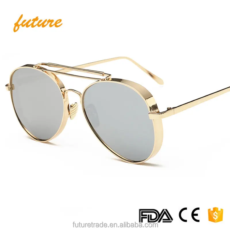 

J8816 Double Bridge Sunglasses Women Brand Designer UV400 Metal frame Sun glasses, Blue grey silver pink