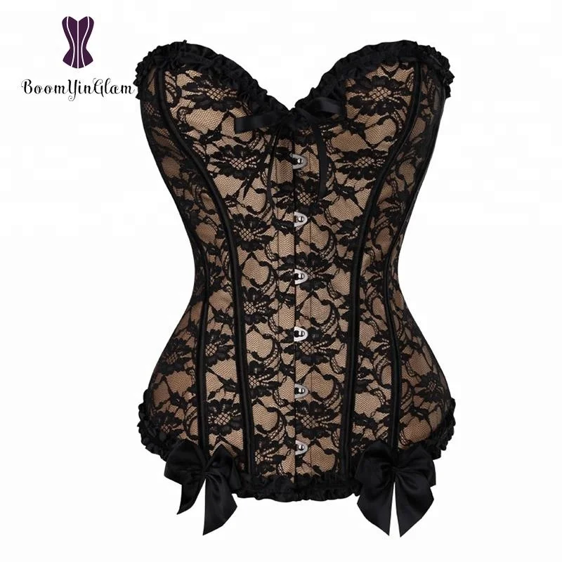 

Plus size 6xl wearing corsets to lose weight 2016 hot sale custom overlay lace corset online pleated overbust korset