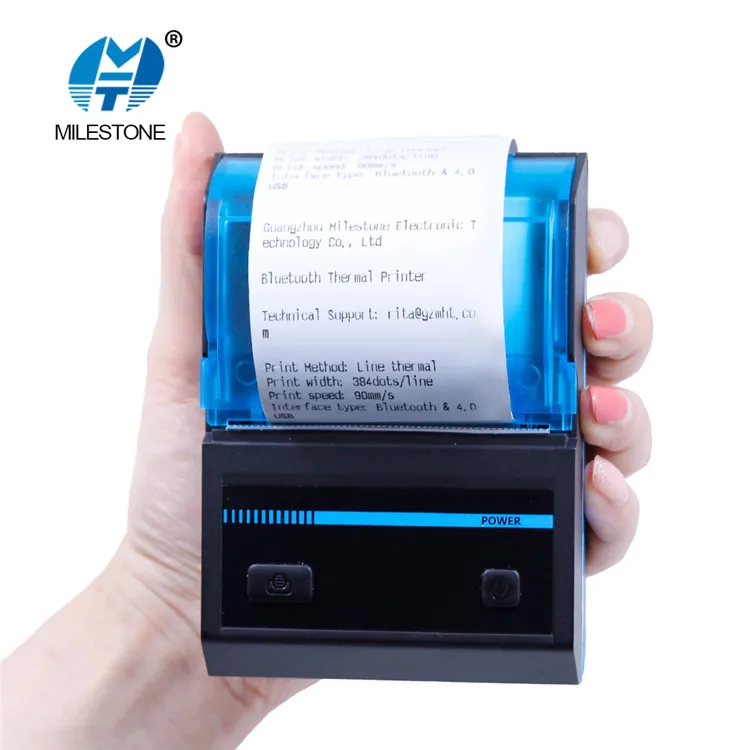 

MHT-P5801 High Quality Mini Mobile Portable 58mm Thermal USB Bluetooth Port Receipt Printer, Blue + black color