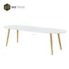 MDF high gloss white extendable council board with metal leg heat transfer printing dining table