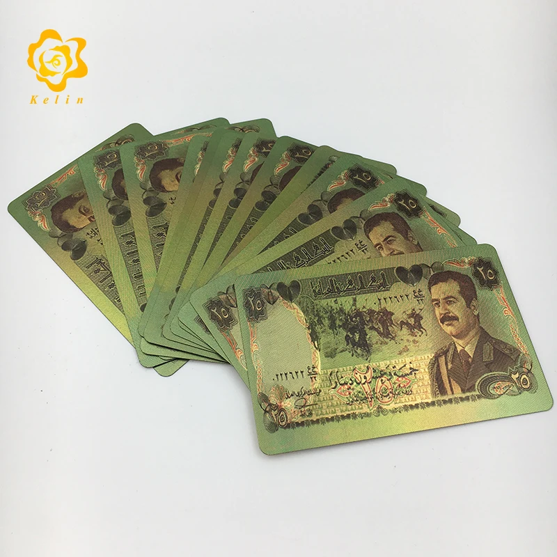 

Custom logo design Iraq currency Embossed 24k 999.9 Gold Foil Plated Playing Cards