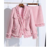 

OEM Factory Supplier - Hot Sale Woman Two Pieces Tweed Clothing Set Students Style Autumn Casual suit