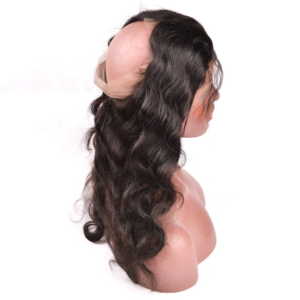 

Natural color virgin brazilian hair 360 lace frontal closure bundles