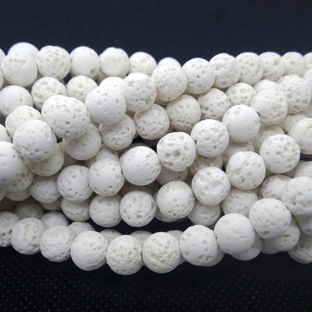 

Wholesale White Lava Volcanic Round Stone Loose Beads For Jewelry Making 4mm 6mm 8mm 10mm 12mm 14mm