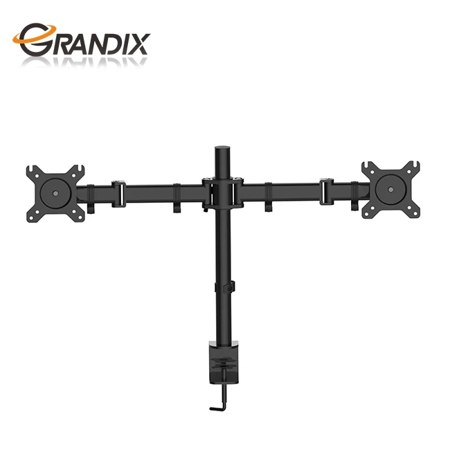 Office Use Support 15 To 30 Inch Table Triangle TV Stand Mount Dual Monitor Arm For Aluminum Arms