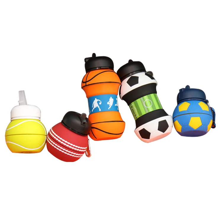 

Wholesale BPA Free Silicone Sport Ball Cute Water Bottle with Football Soccer Basketball Tennis Baseball Cricket Design, Any color color is accepted
