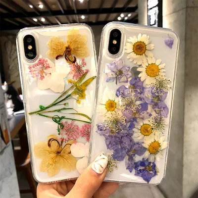 

Shockproof TPU 360 Full Cover Protective Real Dried Flower Phone Case For iPhone XR