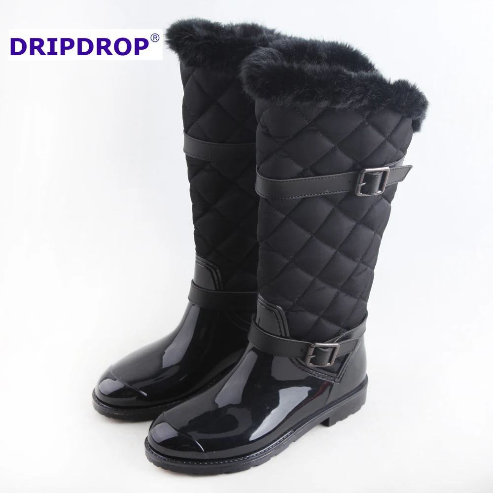 fur lined rain boots women's