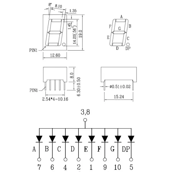 Common Anode NIXIE Tube 5461BS Red 0.56 Inches 4-bit Digital Tube 