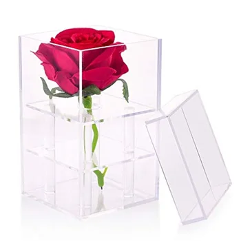 Acrylic Manufacturer Fancy Rose Cylinder Vase Silk Flower