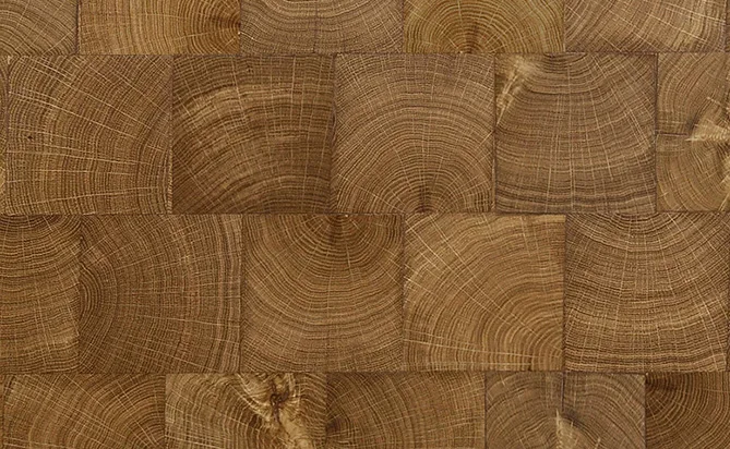 Unfinished Natural Color Timber Flooring Solid Oak End Grain Cladding Wood