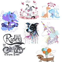 

Cute Cartoon Unicorn Heat Transfers Vinyl Ironing Stickers Applique Patches For Kids Clothes DIY Transfers Wholesale