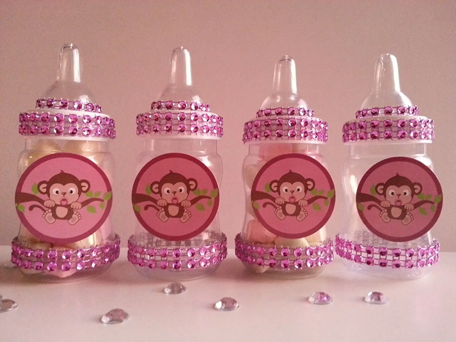Buy 12 Monkey Pink Fillable Bottles Baby Shower Girl Favors Safari