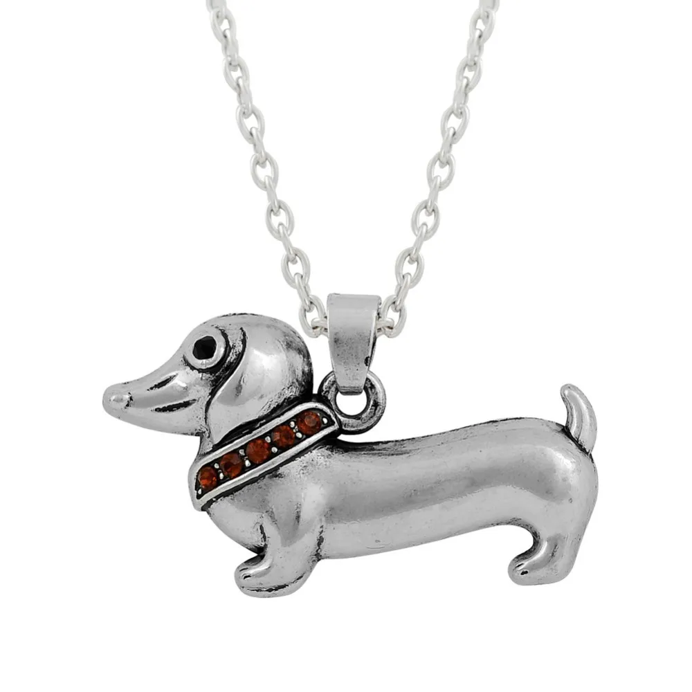 

Lovely Design 2D Crystal Dachshund Pendant Necklace ,Dackel Animal Style Necklace