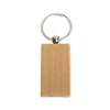 Natural Round Square Heart Shape Anti Lost Promotion Gifts Wood Wooden Key Ring Keychain