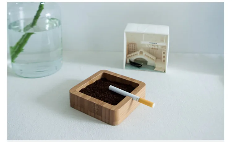 bamboo wood ash tray with custom logo