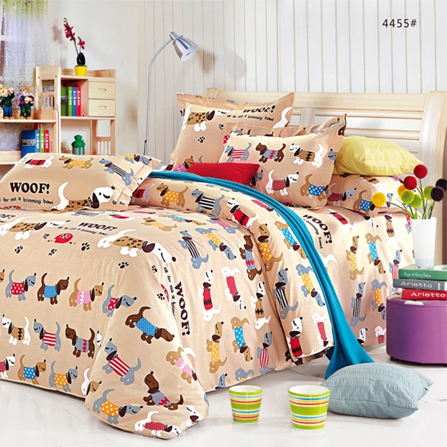 Cute Dogs Printed Kids Cotton Bed Sheets With Duvet Cover Buy