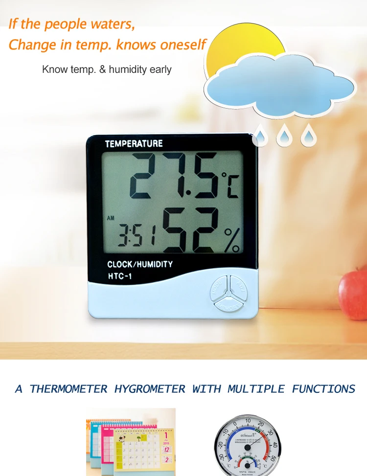 HTC-1 Riters Large digital thermostat temperature sensor lcd display digital thermo hygrometer temperature and humidity