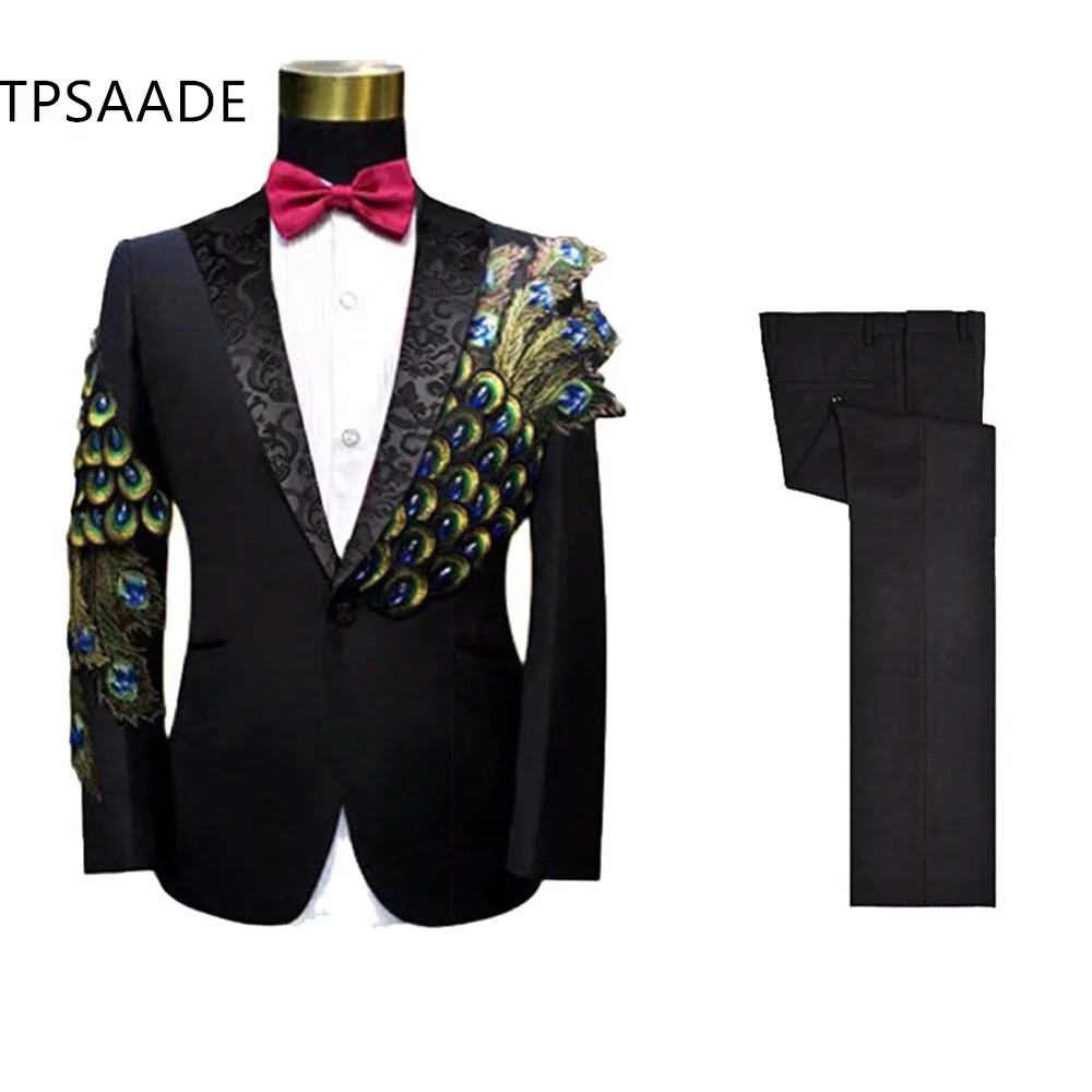 

Latest Design With Applique Stage Prom Groom Men Suits 2 Pieces WPY005, White linen as picture