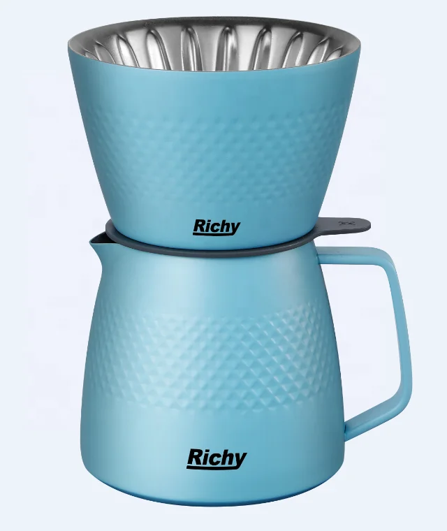 

2020 Newest Eco-Friendly Double Wall 350ml Stainless Steel V60 Pour Over Coffee Filter Coffee Dripper, Black