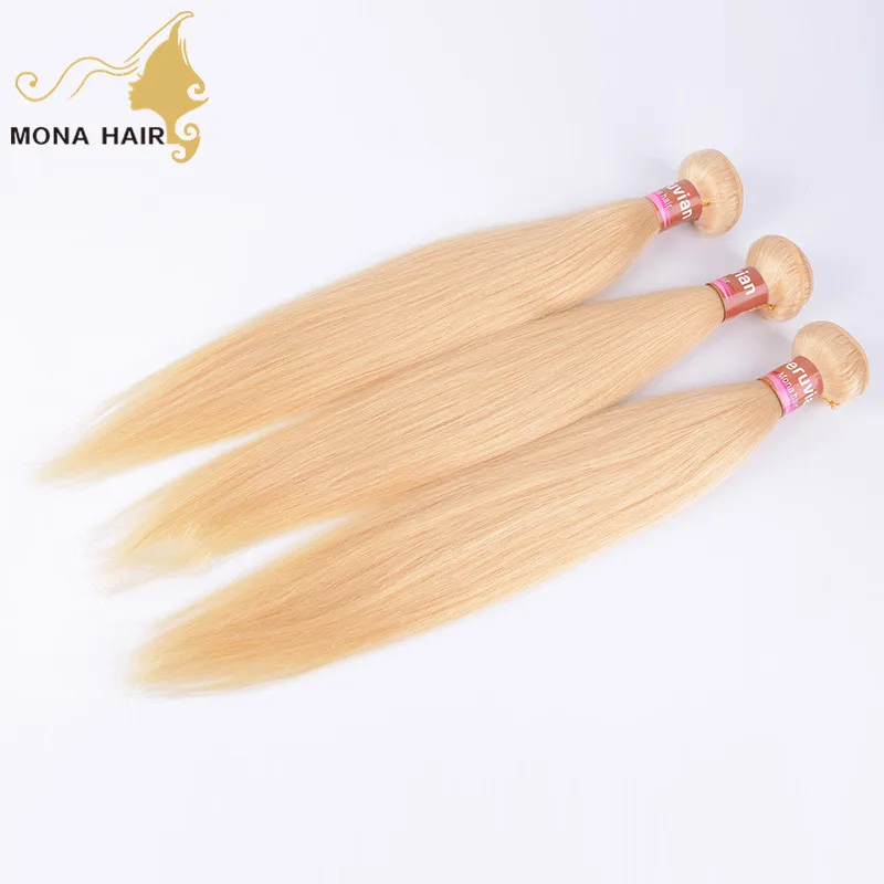 613 color double weft good quality straight peruvian blonde hair