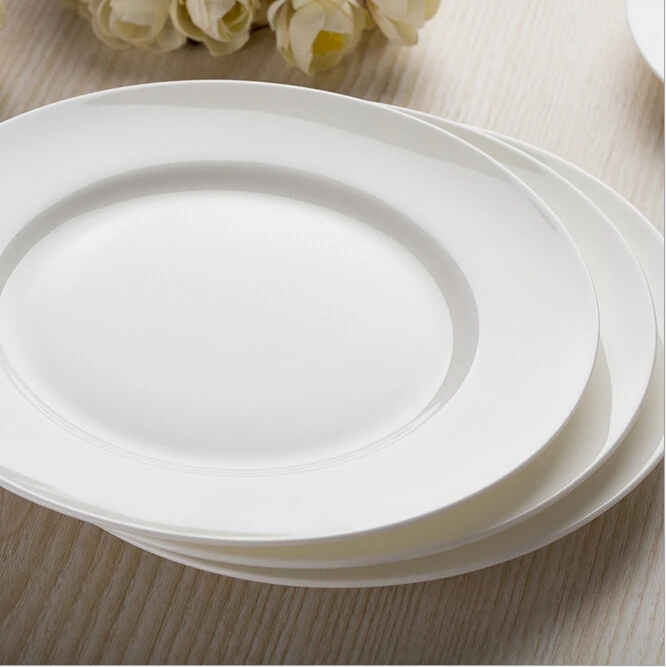 haonai high quality 9 inch dinner plate set of 3,white round