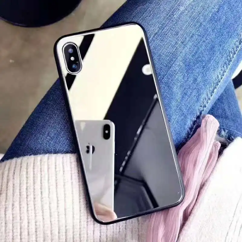 Cosmetic Mirror Design mobile phone accessories Cases tempered glass cover luxury phone case For iphone X XS max