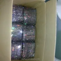 

New Design Crystal AB Stretched Rhinestones mesh roll 24 rows with Black Base ,elastic crystal mesh sheet for garment