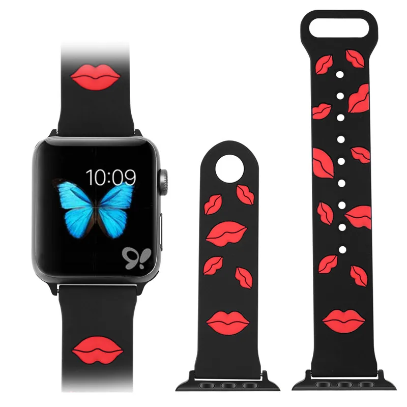 

Sport Silicone Strap Rubber Watchband Black Straps For Apple Watch Band 42mm 38mm, Black color