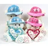 Luckiplus Hot Sale First Class Lovely Bear With Hat Pink and Blue Safe Technology Toy For Kids
