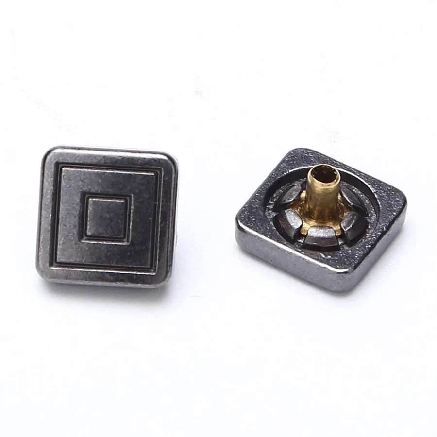 

Custom logo plated gunmetal engraved square shape alloy metal snap buttons, As per your required color