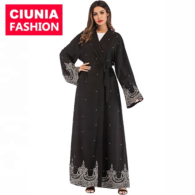 

1684# women kimono islamic cardigan muslim abaya dresses latest abaya design, Black/customized