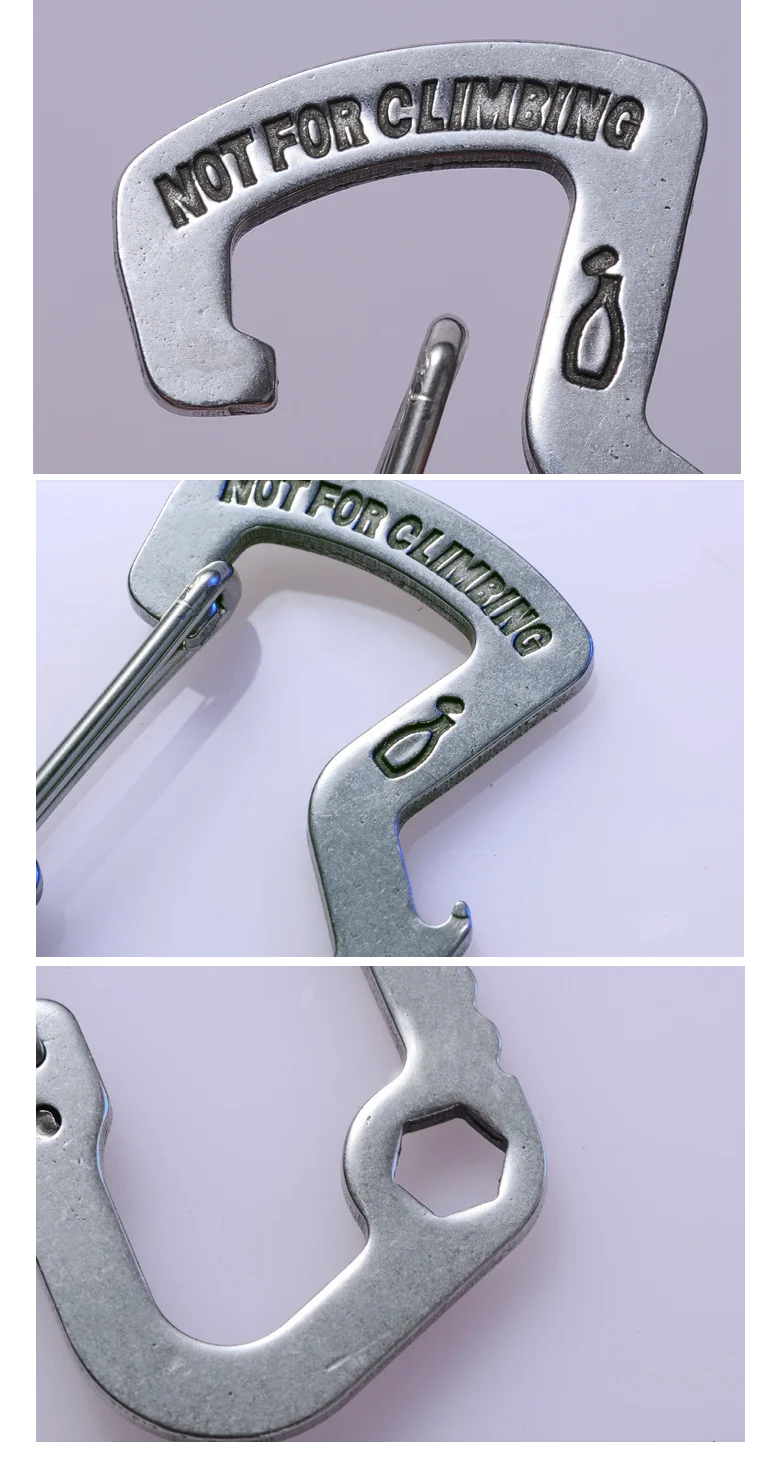 New Design Metal Multi-function Aluminium Bottle Opener with Carabiner Hook, Bottle Opener ,Carabiner for Key