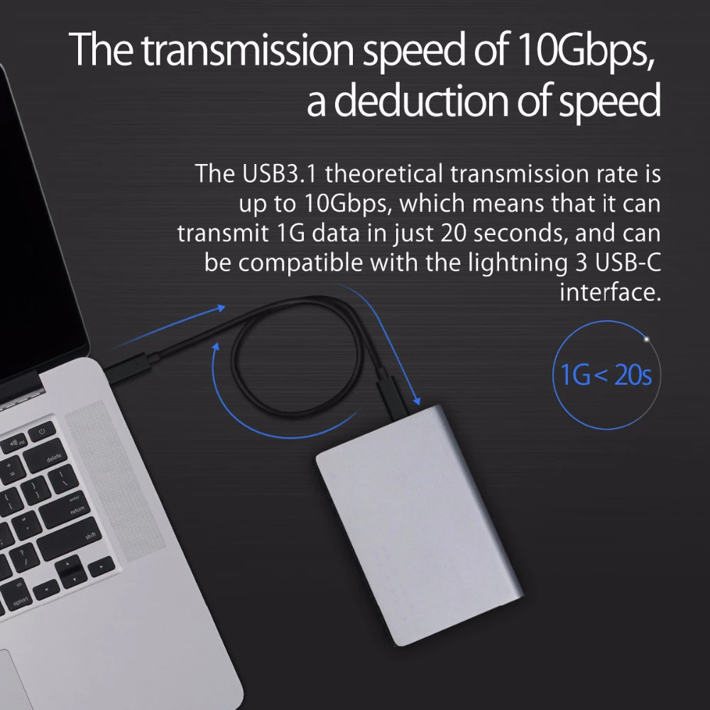 USB-IF Certified 10Gbps C to C Cable 1m 60W Charging USB 3.1 Gen 2 Type C Video Cable For 2018 Macbook Pro - ANKUX.COM