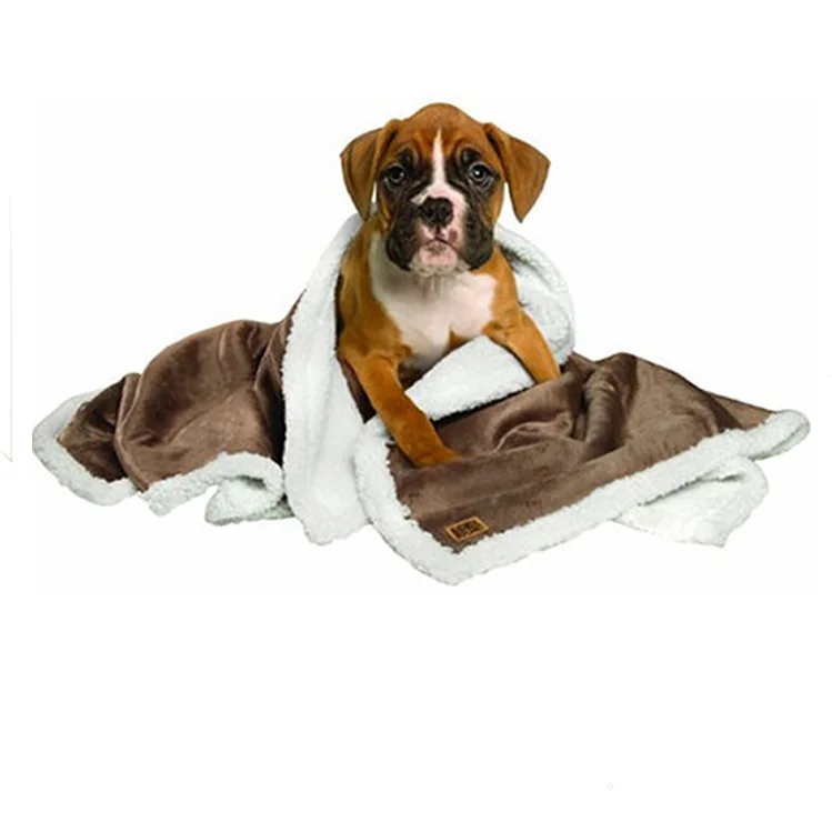 

double layer sherpa fleece lock stitch cat pet dog blanket