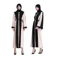 

Fashional Style Women Front Open Abaya Dubai Abaya with Belt High Quality Design Women Lace Muslim Dress with Hijab