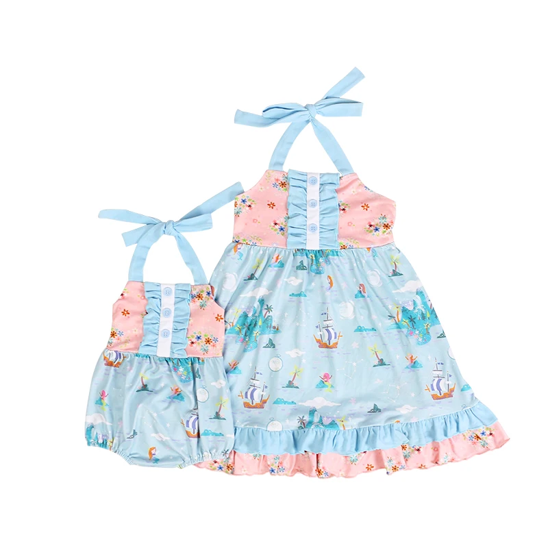 

Wholesale Boutique Children Clothing Fashion Milk Silk Dresses Kids Girls Mermaid Dresses, As picture shows