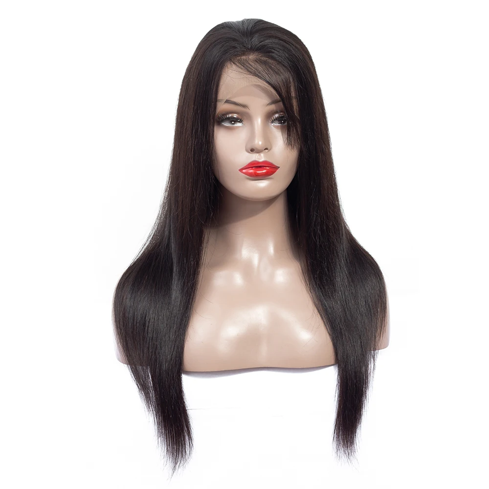 Cheap 10a  Raw Indian Human Hair Transparent Glueless  150% Density Straight  Full Lace Wigs Vendor